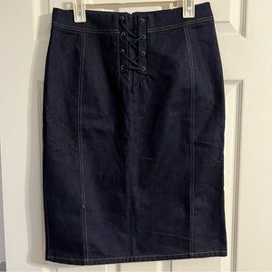 anthropologie lace up midi pencil skirt size L